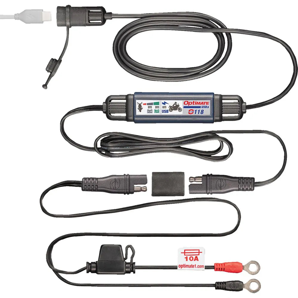 Tecmate 200cm 5/12V 3300mA USB-C O118 battery cable