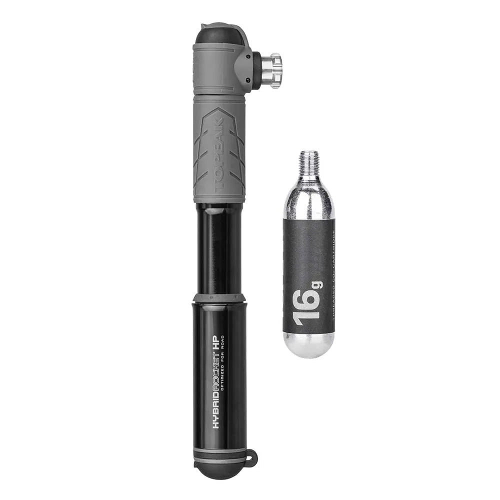 Topeak Hybrid Rocket HP with 16G Threaded CO2 cartridge mini pump