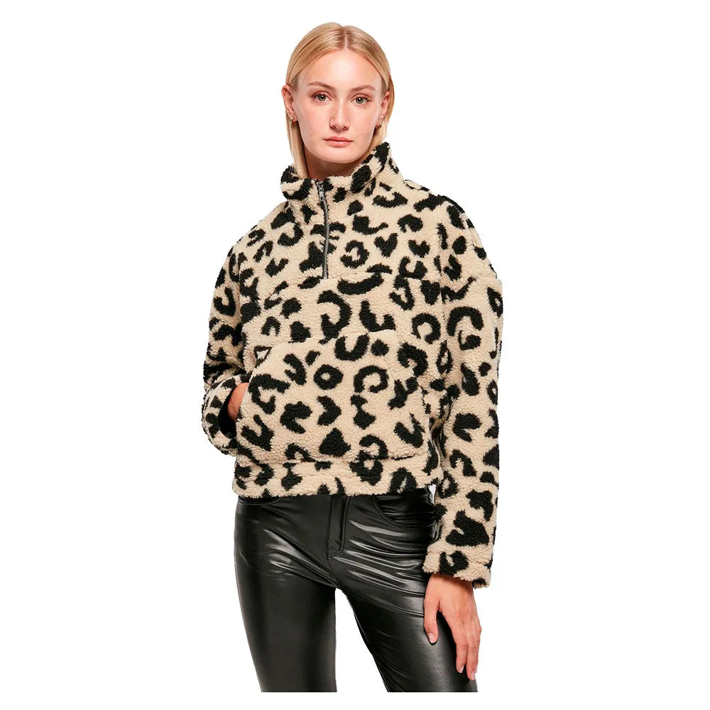 Urban classics AOP Sherpa half zip sweater