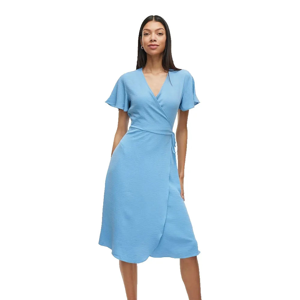 Vila Lovie Wrap short sleeve midi dress