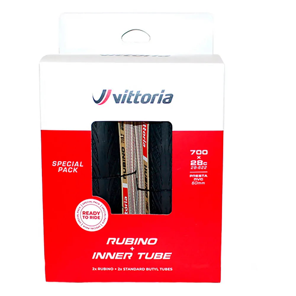 Vittoria 2x Rubino V G2.0 700C x 28 + 2x Tubes road tyre