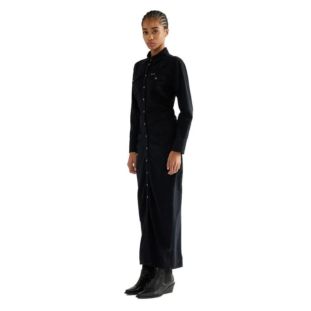 Wrangler Cinched Waist Maxi long sleeve dress